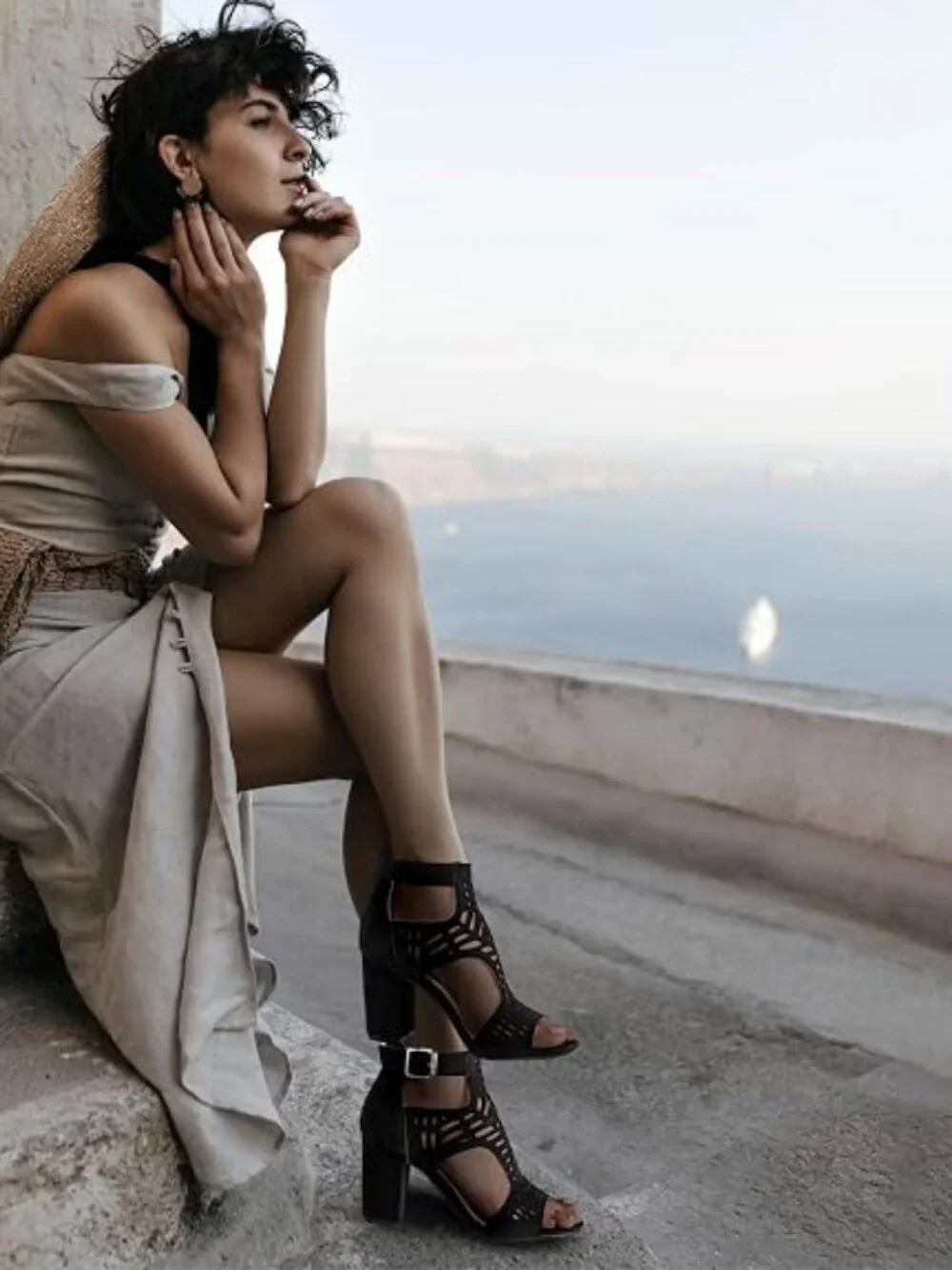 Heeled Sandals for Women Open Toe Chunky Heels for Women Bohemian Cutout Wedge S